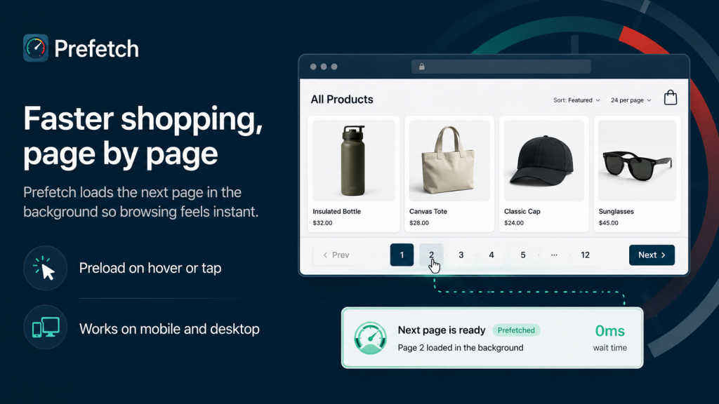 Prefetch instant page loads for a Shopify storefront