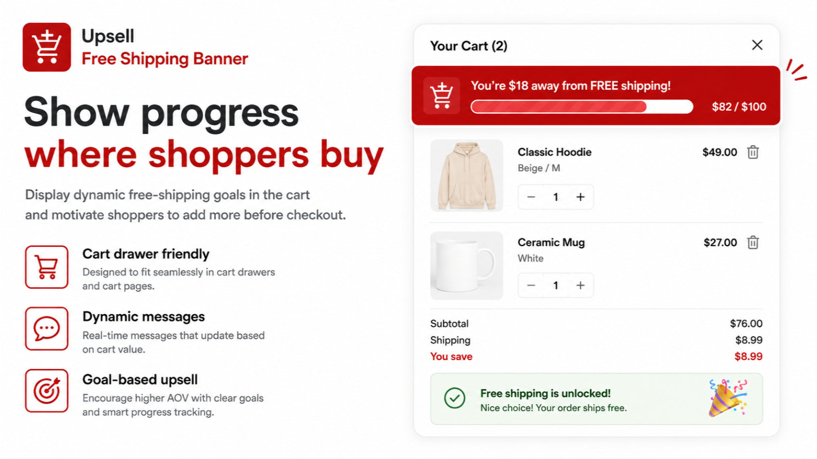 AOV Free Shipping Bar preview