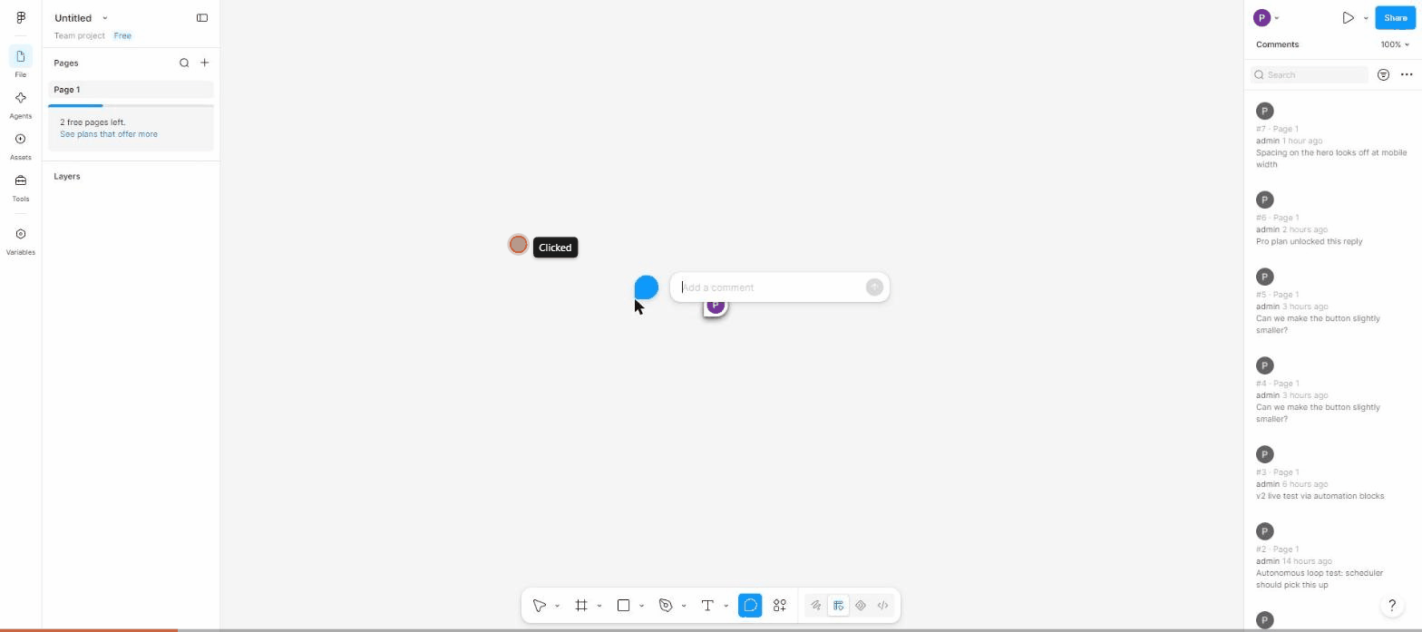 A comment typed in a Figma file appearing as an item on a monday.com board